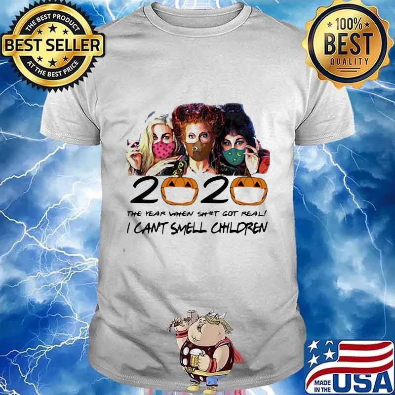 2020 The Year When Sht Got Real I Cant Smell Children Pumpkin Wear Mask Halloween Shirt