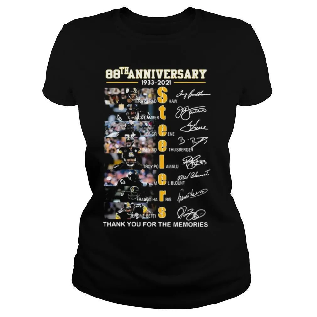88th Anniversary 1933 2021 Steelers Thank You For The Memories Signatures shirt - Image 2