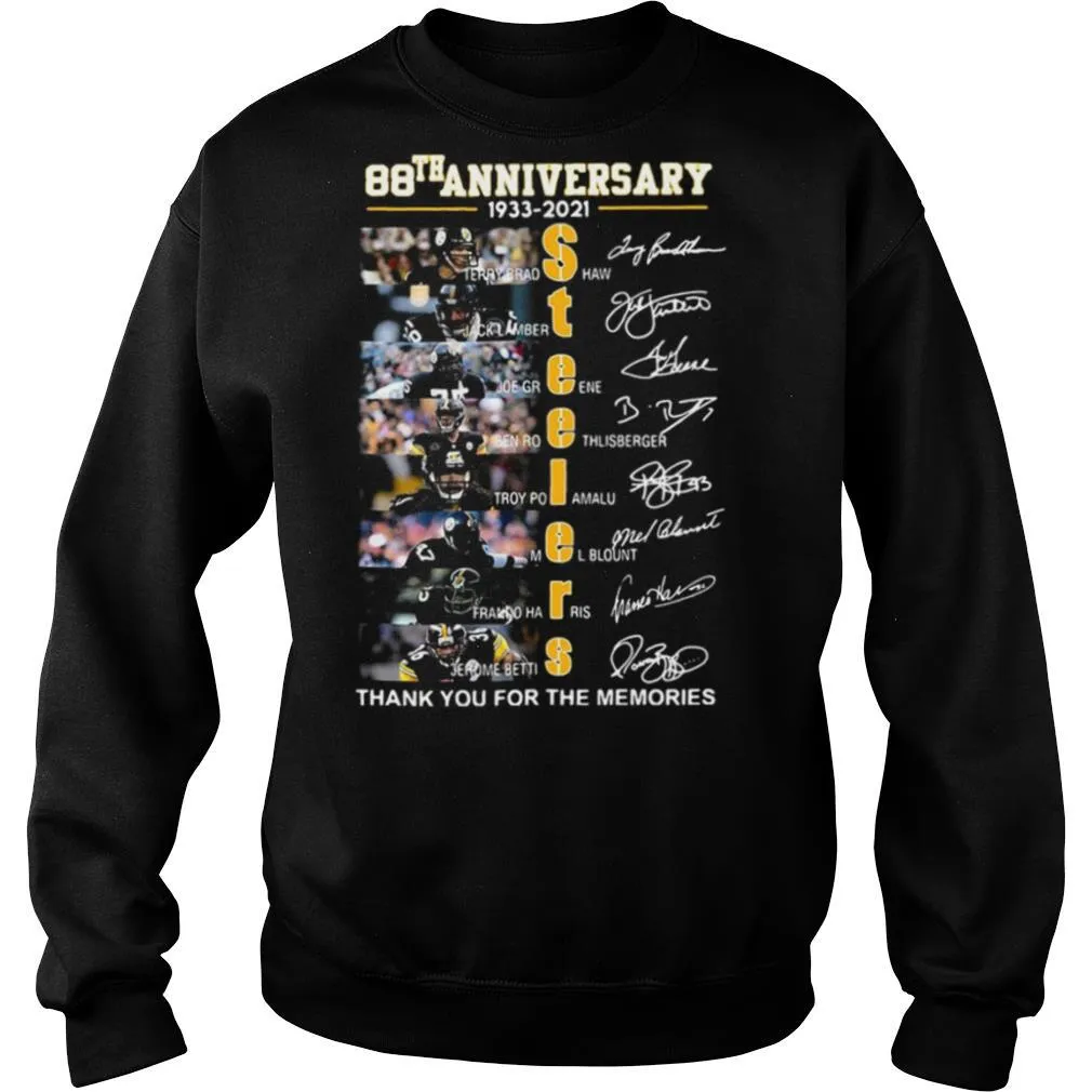 88th Anniversary 1933 2021 Steelers Thank You For The Memories Signatures shirt - Image 4