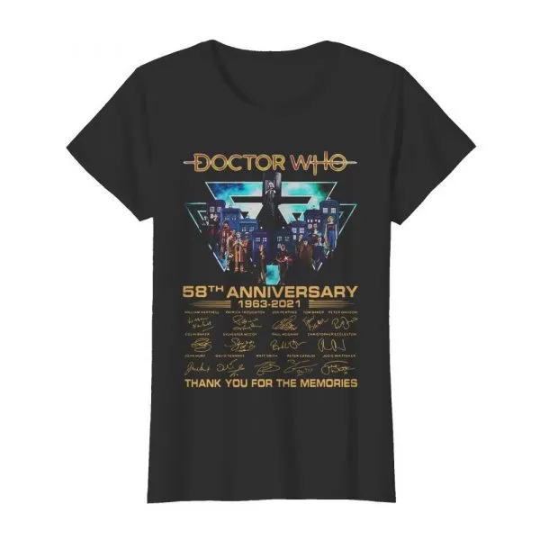 Doctor Who 58th Anniversary 1963 2021 Thank You For The Memories Signatures shirt - Image 3