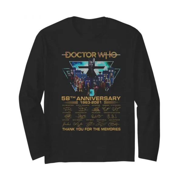 Doctor Who 58th Anniversary 1963 2021 Thank You For The Memories Signatures shirt - Image 4