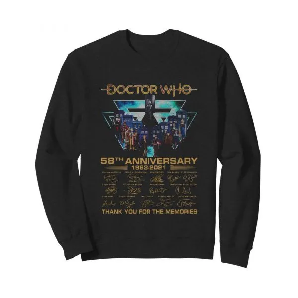 Doctor Who 58th Anniversary 1963 2021 Thank You For The Memories Signatures shirt - Image 5