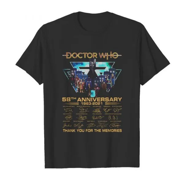 Doctor Who 58th Anniversary 1963 2021 Thank You For The Memories Signatures shirt - Image 2