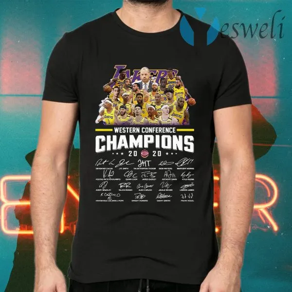 Los Angeles Lakers Westers Conference 2020 Signature T-Shirt - Image 2