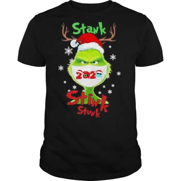 Merry christmas grinch wear mask stink stank stunk 2020 shirt - Image 2