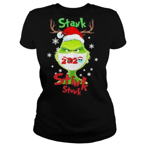 Merry christmas grinch wear mask stink stank stunk 2020 shirt - Image 3
