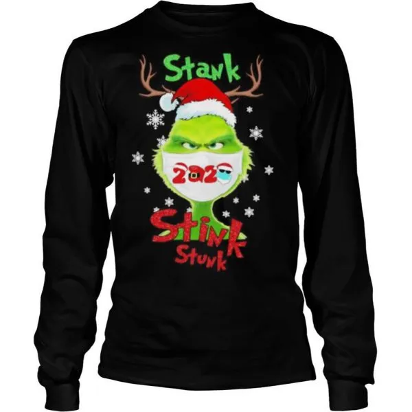 Merry christmas grinch wear mask stink stank stunk 2020 shirt - Image 4