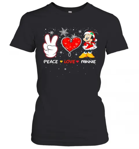 Peace Love Minnie Mouse Santa Merry Christmas T-Shirt Classic Mens T-shirt - Image 3