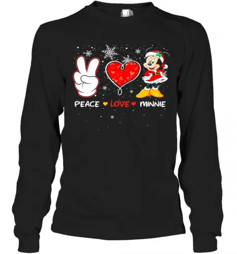 Peace Love Minnie Mouse Santa Merry Christmas T-Shirt Classic Mens T-shirt - Image 4