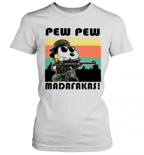 Snoopy Pew Pew Madafakas Vintage T-Shirt Classic Mens T-shirt - Image 3