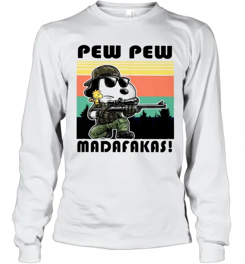 Snoopy Pew Pew Madafakas Vintage T-Shirt Classic Mens T-shirt - Image 4