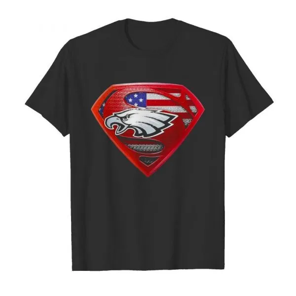 Superman philadelphia eagles american flag shirt - Image 2
