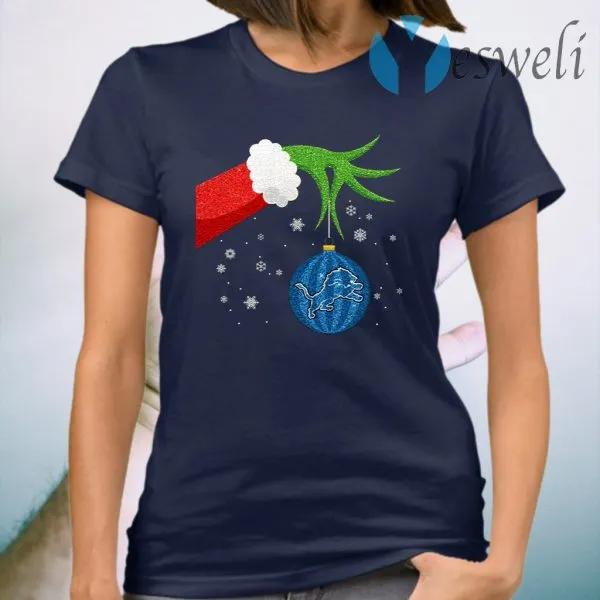 The Grinch Christmas Ornament Detroit Lions T-Shirt - Image 3
