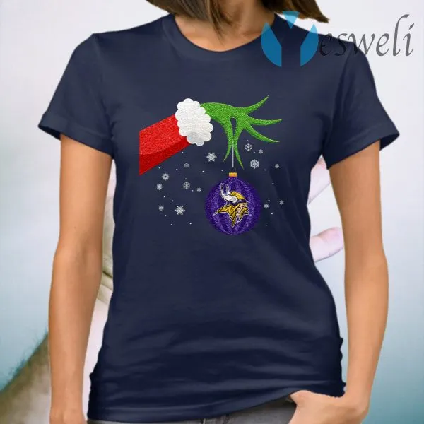 The Grinch Christmas Ornament Minnesota Vikings T-Shirt - Image 3