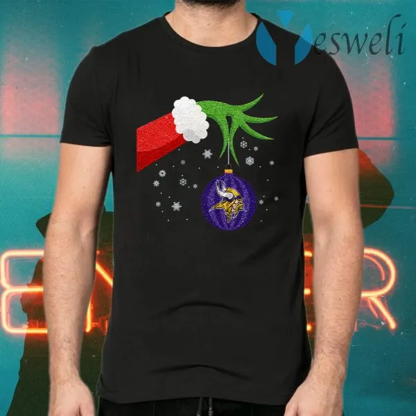 The Grinch Christmas Ornament Minnesota Vikings T-Shirt - Image 2