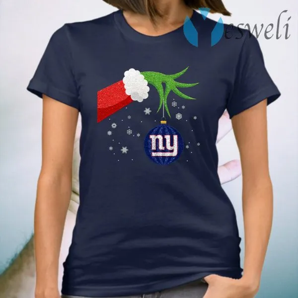 The Grinch Christmas Ornament New York Giants T-Shirt - Image 3