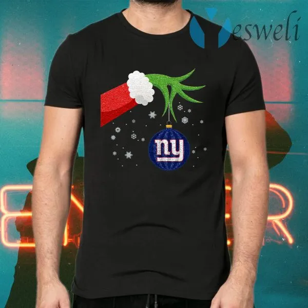 The Grinch Christmas Ornament New York Giants T-Shirt - Image 2