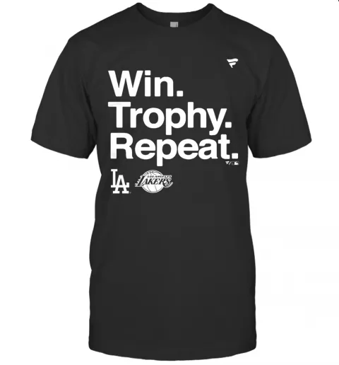 Win Trophy Repeat Los Angeles Dodgers Los Angeles Lakers T-Shirt Classic Mens T-shirt