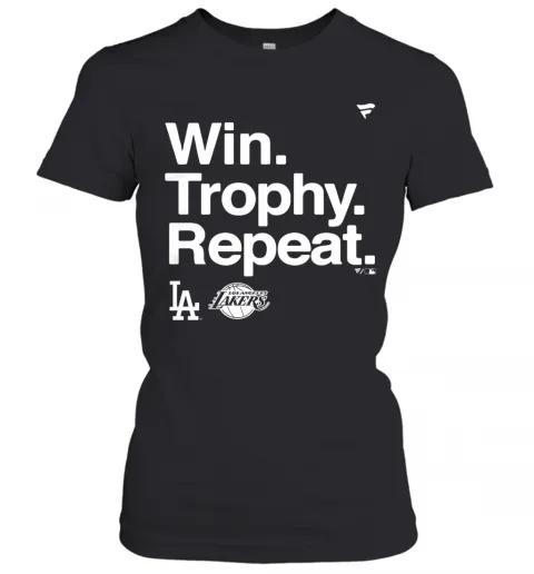 Win Trophy Repeat Los Angeles Dodgers Los Angeles Lakers T-Shirt Classic Mens T-shirt - Image 3