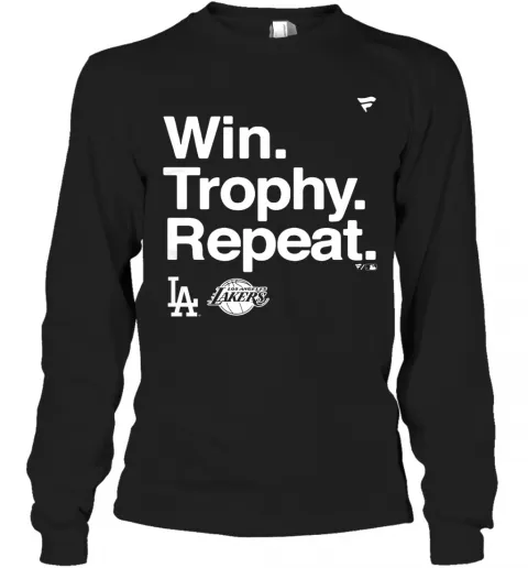 Win Trophy Repeat Los Angeles Dodgers Los Angeles Lakers T-Shirt Classic Mens T-shirt - Image 4