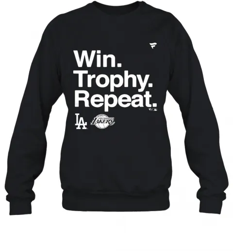 Win Trophy Repeat Los Angeles Dodgers Los Angeles Lakers T-Shirt Classic Mens T-shirt - Image 5