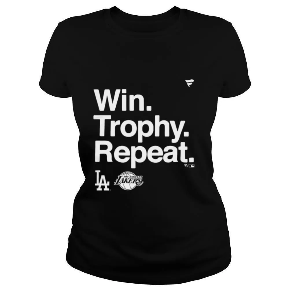 Win Trophy Repeat Los Angeles Dodgers Los Angeles Lakers shirt - Image 2