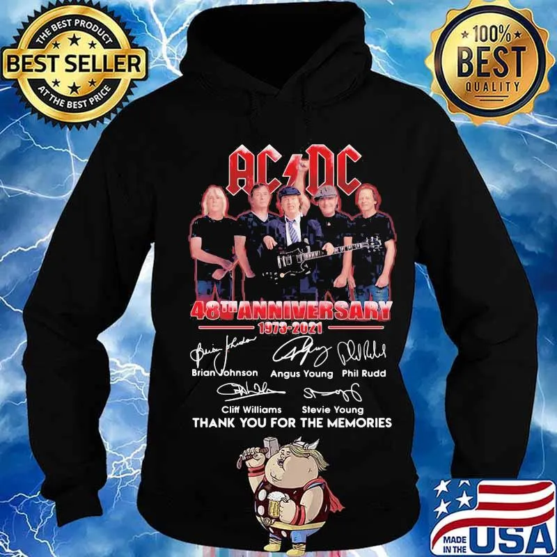 Acdc Band Music Signature 48th Anniversary Birthday Thank For The Memories Shirt Hoodie