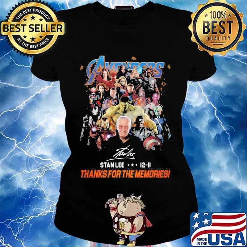Avengers stanlee 12-11 thank you for the memories signature s Ladies tee