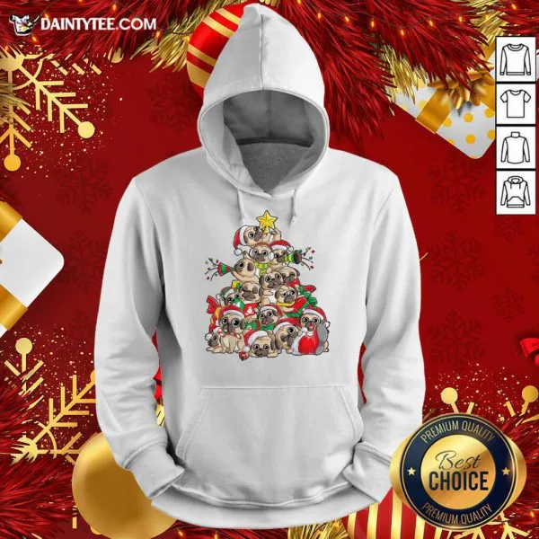 Awesome Pug Christmas Tree Dog Santa Merry Pugmas Xmas Gifts T-Shirt - Image 3