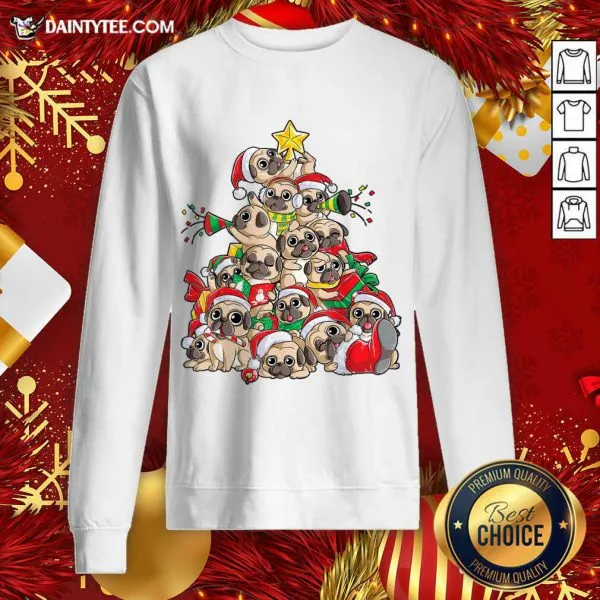 Awesome Pug Christmas Tree Dog Santa Merry Pugmas Xmas Gifts T-Shirt - Image 2