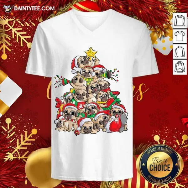 Awesome Pug Christmas Tree Dog Santa Merry Pugmas Xmas Gifts T-Shirt - Image 4