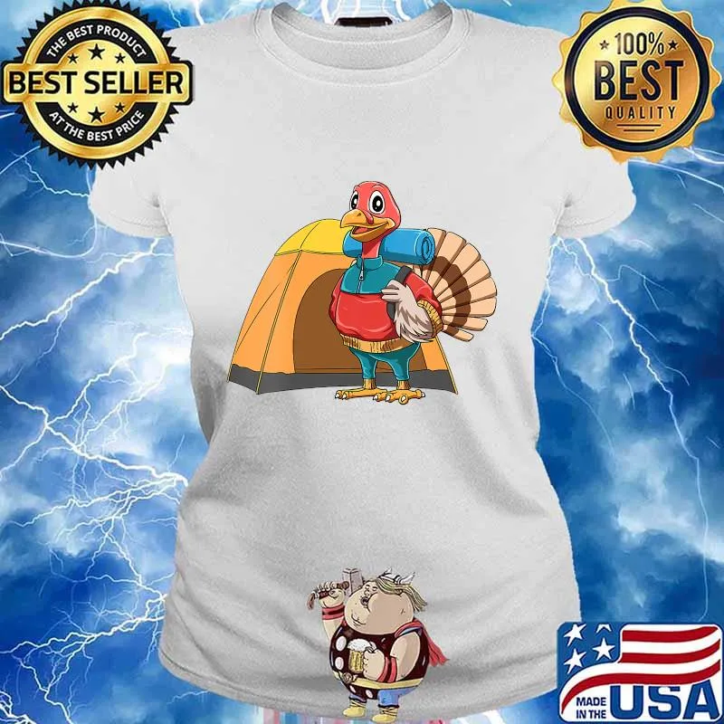 Camping turkey thanksgiving day hiking s Ladies tee