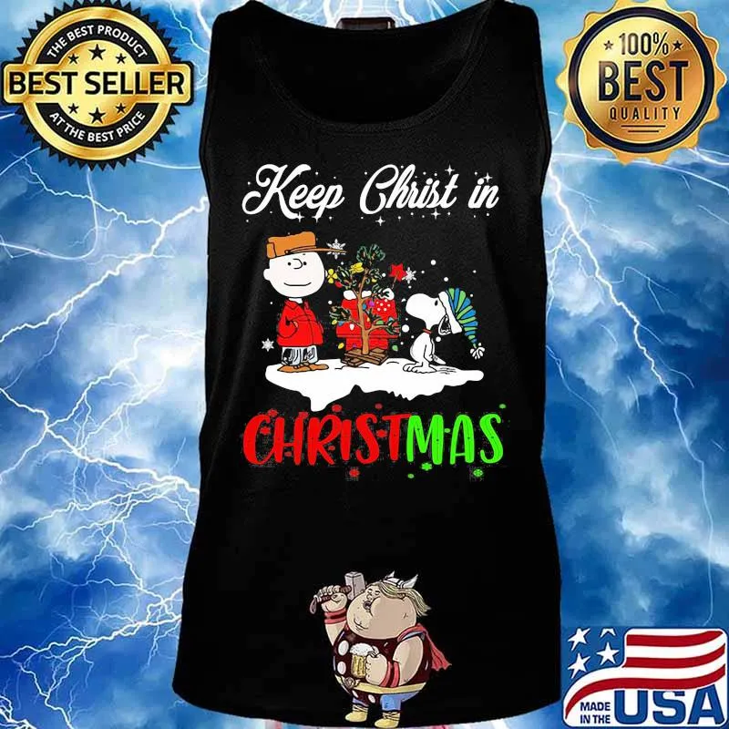 Charlie brown and snoopy keep christ in christmas s Tank top