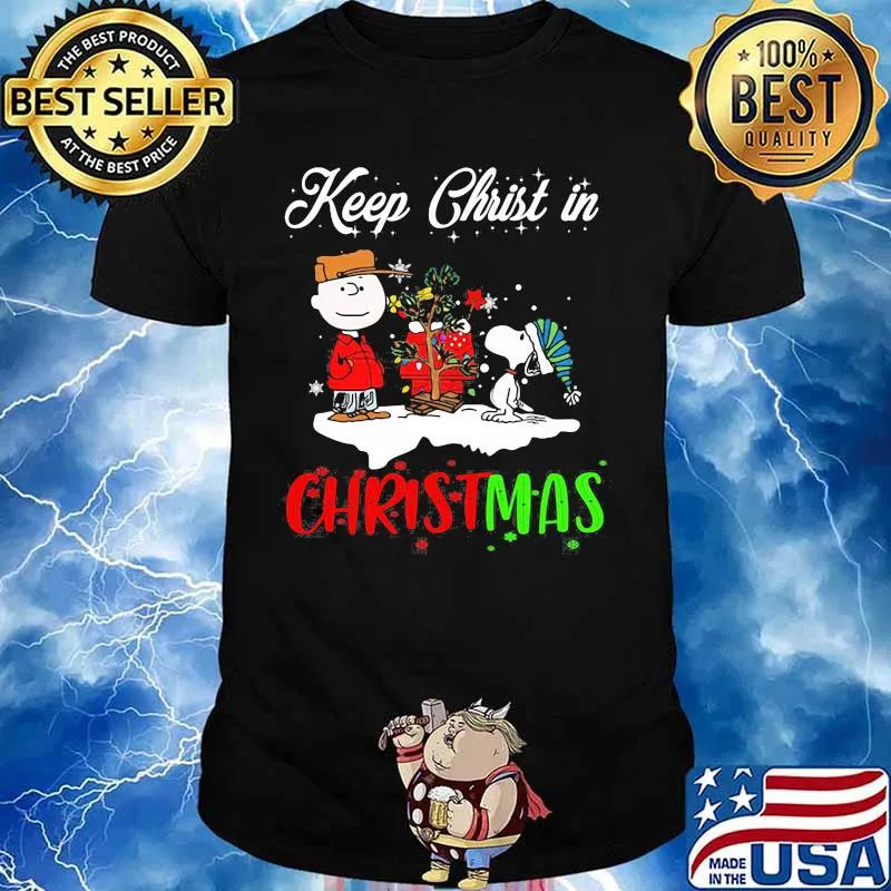 Charlie brown and snoopy keep christ in christmas shirt