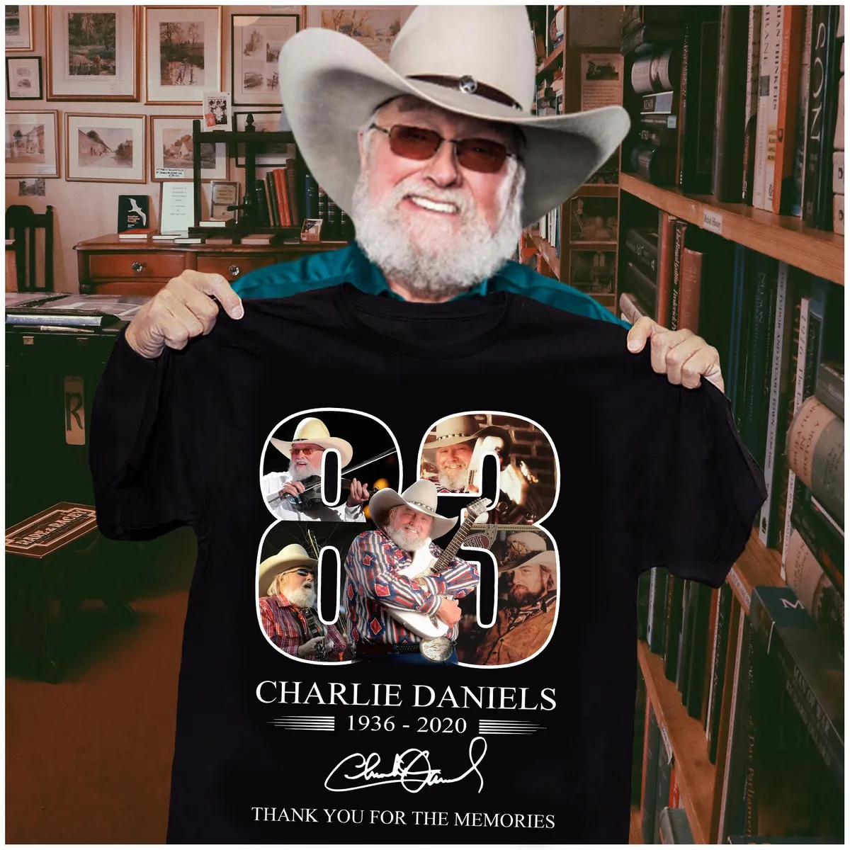 Charlie Daniels Thank You For The Memories 1936-2020 T-shirt Hoodie Tank Top Size Up To 5xl