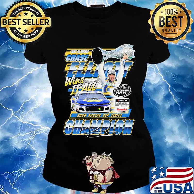 Chase elliott wins it all 2020 nascar cup series champion signature s Ladies tee
