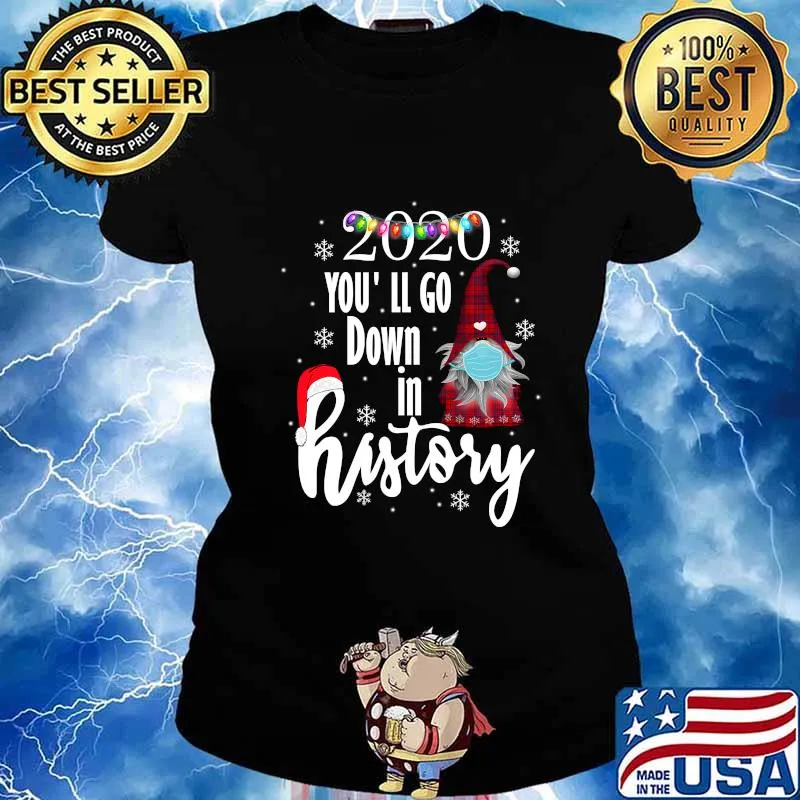 Christmas gnome 2020 you'll go down in history gnome lights s Ladies tee