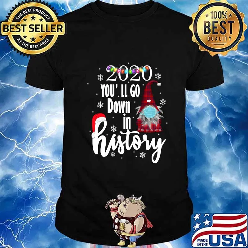 Christmas gnome 2020 you'll go down in history gnome lights shirt
