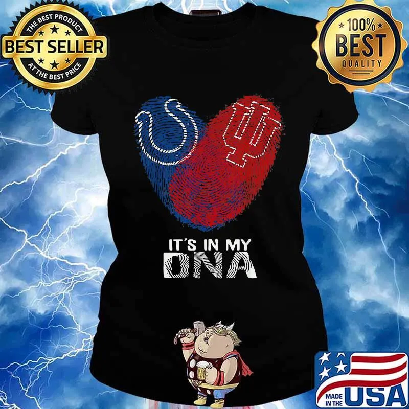 Colts Hoosiers It's In My Dna Heart Fingerprints Shirt Ladies tee
