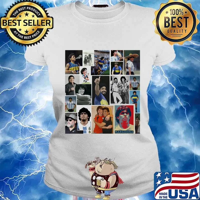Commemorative Photos Of Diego Maradona Football Shirt Ladies tee