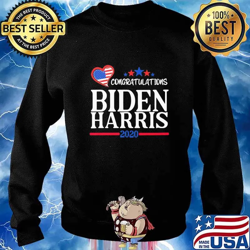 Congratulations joe biden and kamala harris 2020 heart american flag s Sweater