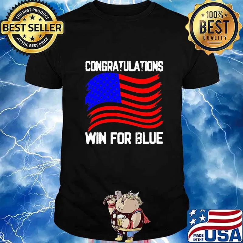 Congratulations win for blue american flag shirt