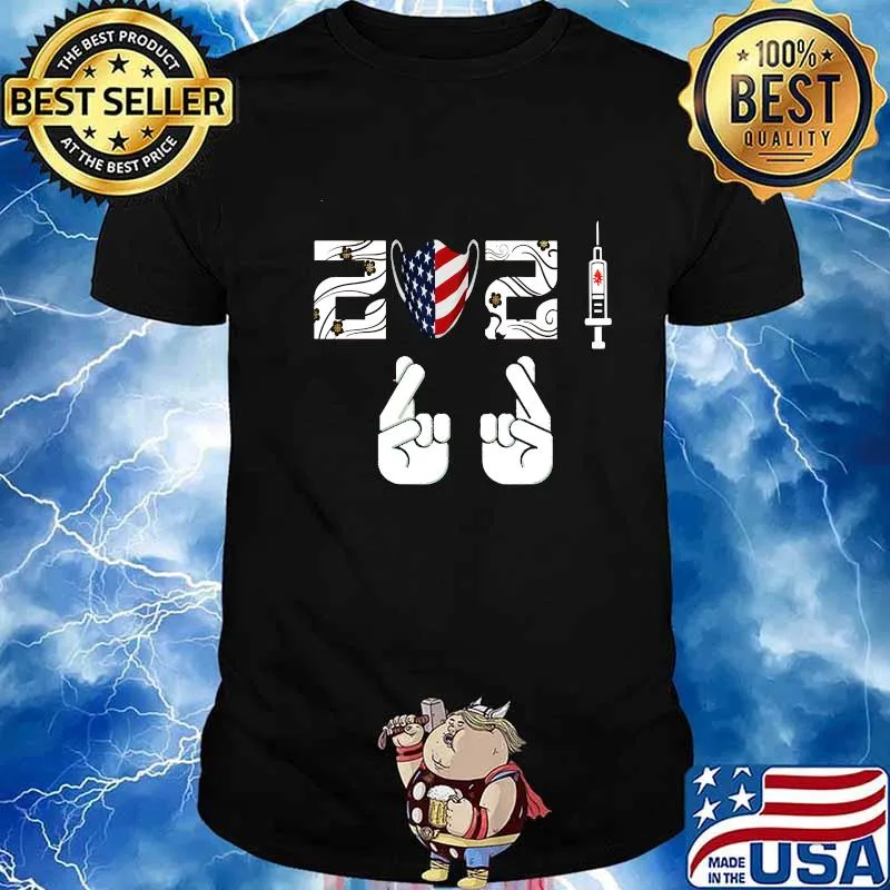Crossed Fingers New Year 2021 Vaccin Mask American Flag Shirt