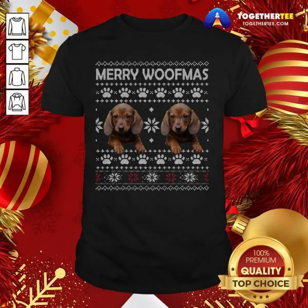Cute Dachshund Merry Woofmas Paw Ugly Merry Christmas Shirt