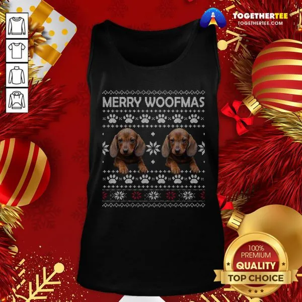 Cute Dachshund Merry Woofmas Paw Ugly Merry Christmas Shirt - Image 3