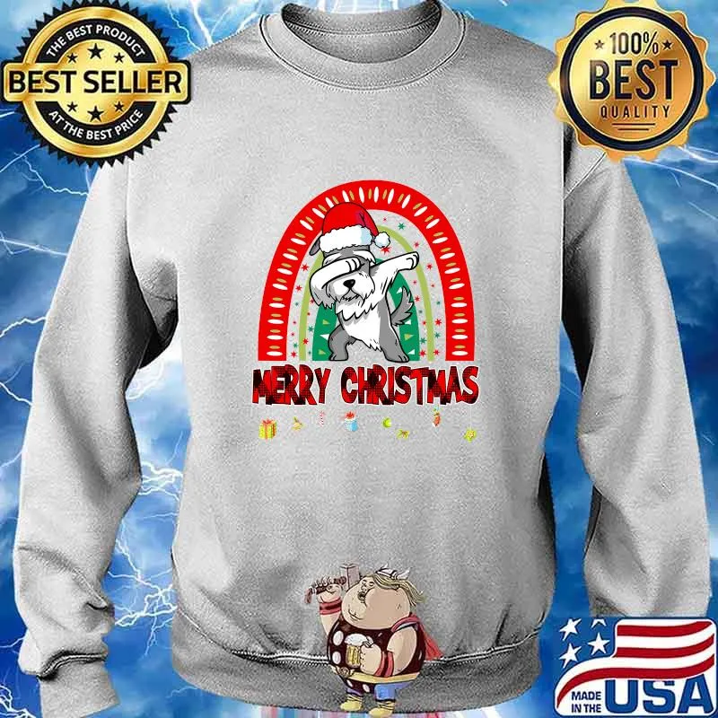 Dabbing Miniature schnauzer Dog Dab Santa Hat Rainbow Christmas Shirt Sweater