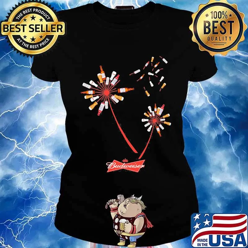 Dandelion flower budweiser beer s Ladies tee