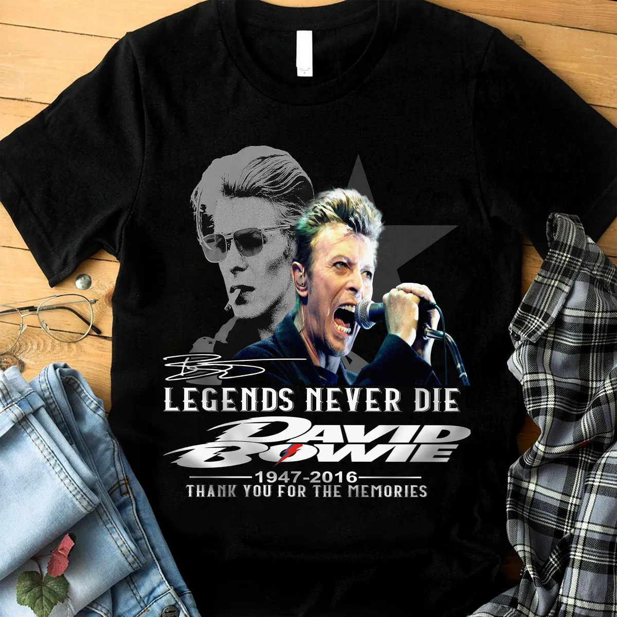 David Bowie Legend Never Die Thank You For The Memories 1947-2016 -shirt Hoodie Tank Top Size Up To 5xl
