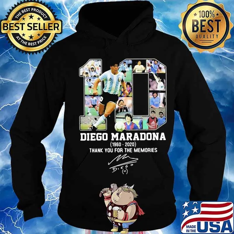 Diego Maradona 10 Argentina Football Thank You For The Memories 1960 2020 Signuature Shirt Hoodie
