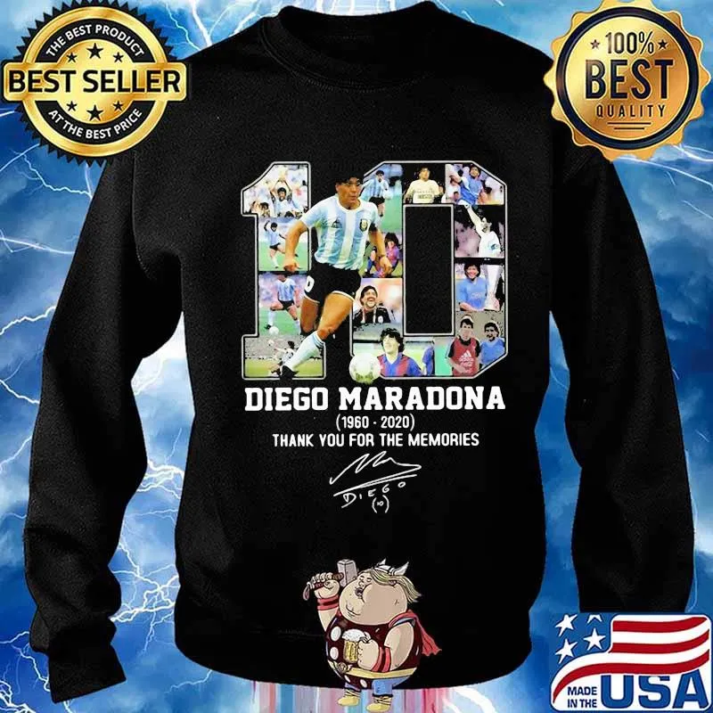 Diego Maradona 10 Argentina Football Thank You For The Memories 1960 2020 Signuature Shirt Sweater